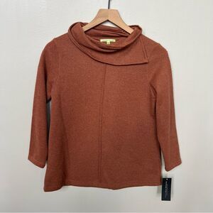 Trisha Tyler NWT Rust Orange Brown Cowl Neck Sweater Petite Small